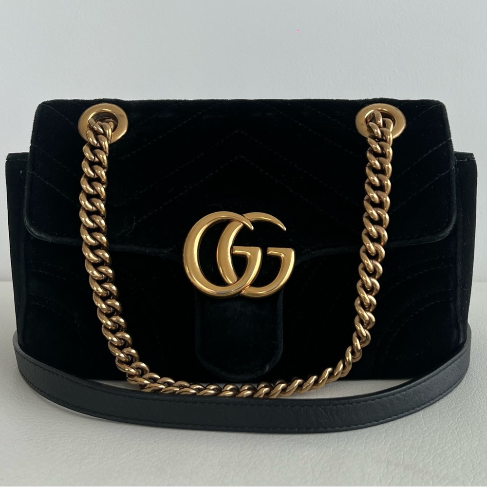 Gucci Marmount Black Velvet Shoulder Bag - Picture 2 of 6